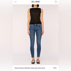 DL1961 Florence Ankle Mid Rise Instasculpt Skinny Jeans - Black - 26